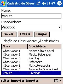 Cadastro de Observadores