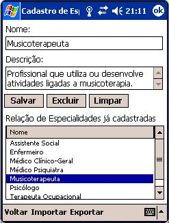 Cadastro de Especialidades Médicas