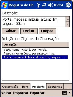 Registro do Ambiente da Observação
